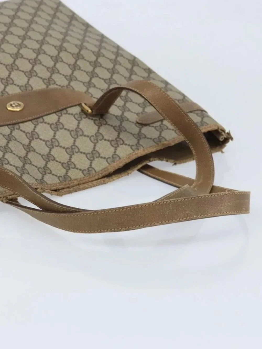 GUCCI GG Supreme Tote Bag PVC Beige Gold 39 02 061 Auth BAZ223